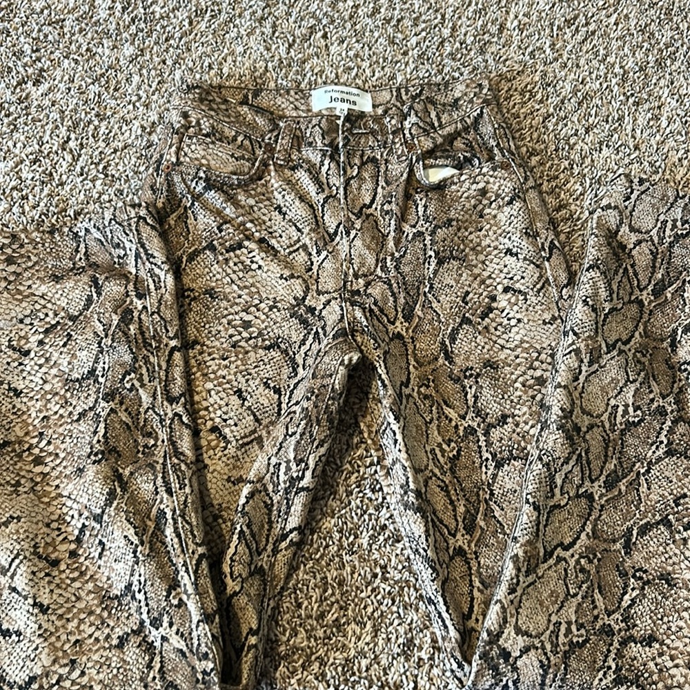 Reformation Peyton Snake High Rise Bootcut Jeans size 24 - Picture 3 of 6